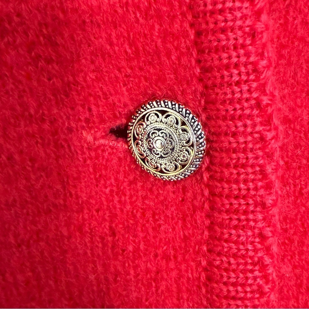 Vintage Pendleton red wool cardigan sweater jacket woman M petite embroidery - Picture 5 of 12